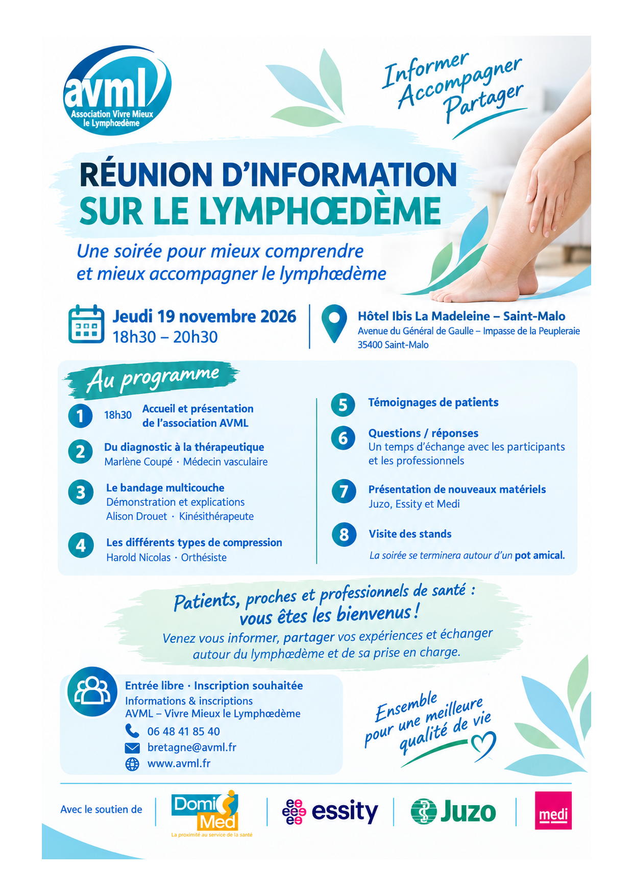 Lire la suite à propos de l’article Saint Malo – Réunion d’information sur le lymphœdème