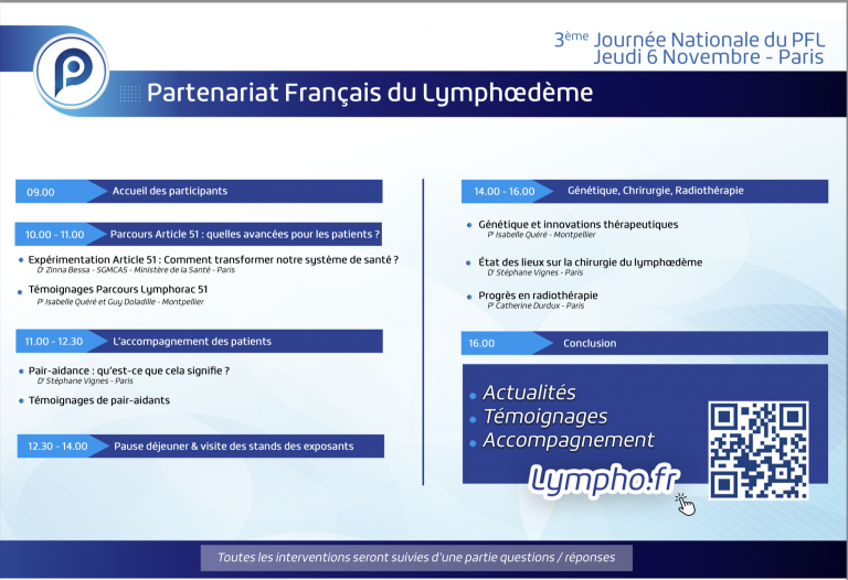 Lire la suite à propos de l’article Le programme de la 3ᵉ Journée Nationale du Lymphœdème est là !