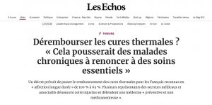 Titre de l'article les echos sur le deremboursement des cures thermales